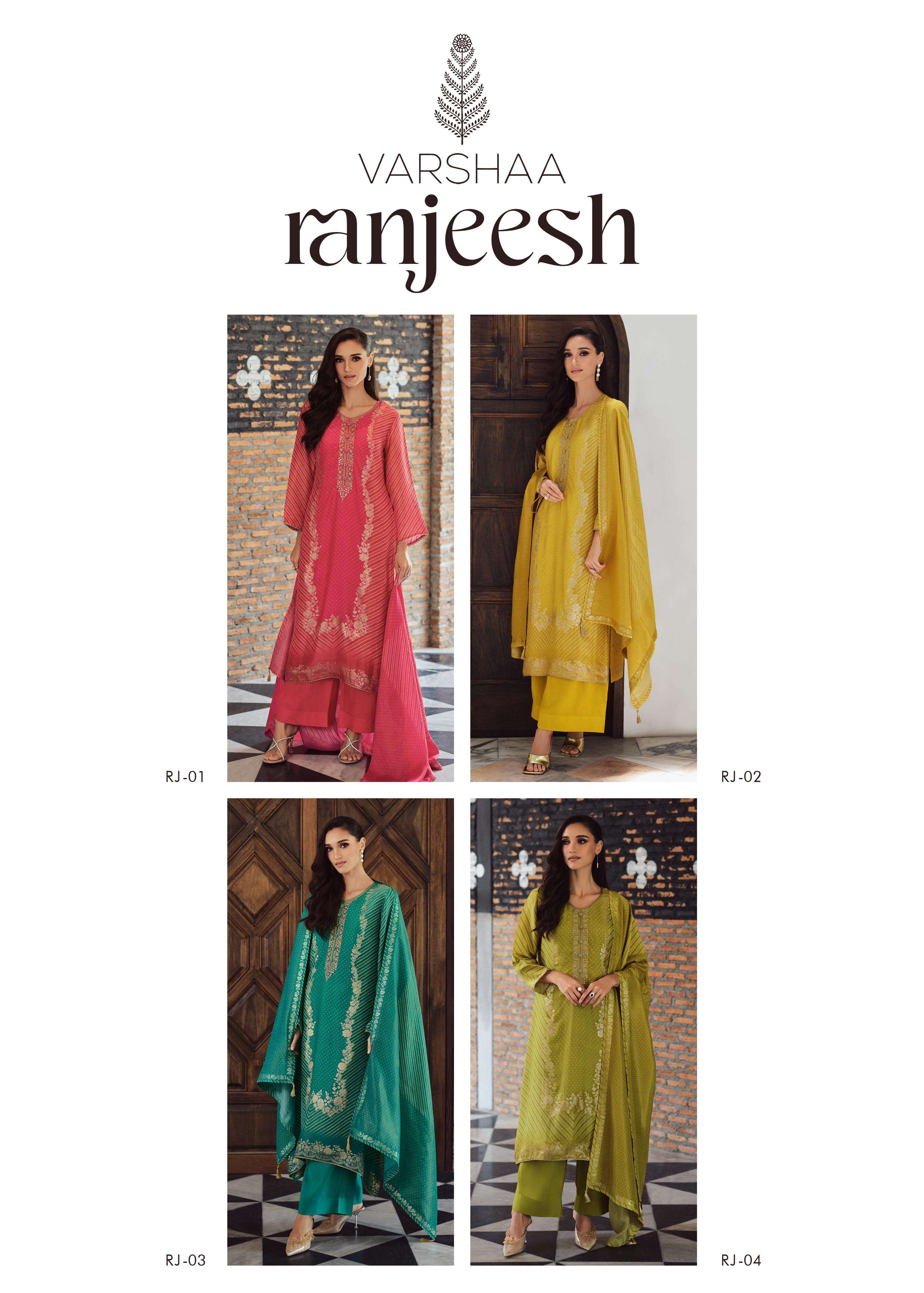 ranjeesh by varsha fashion viscose designer heavy salwar suits catalogue online purchasing surat 