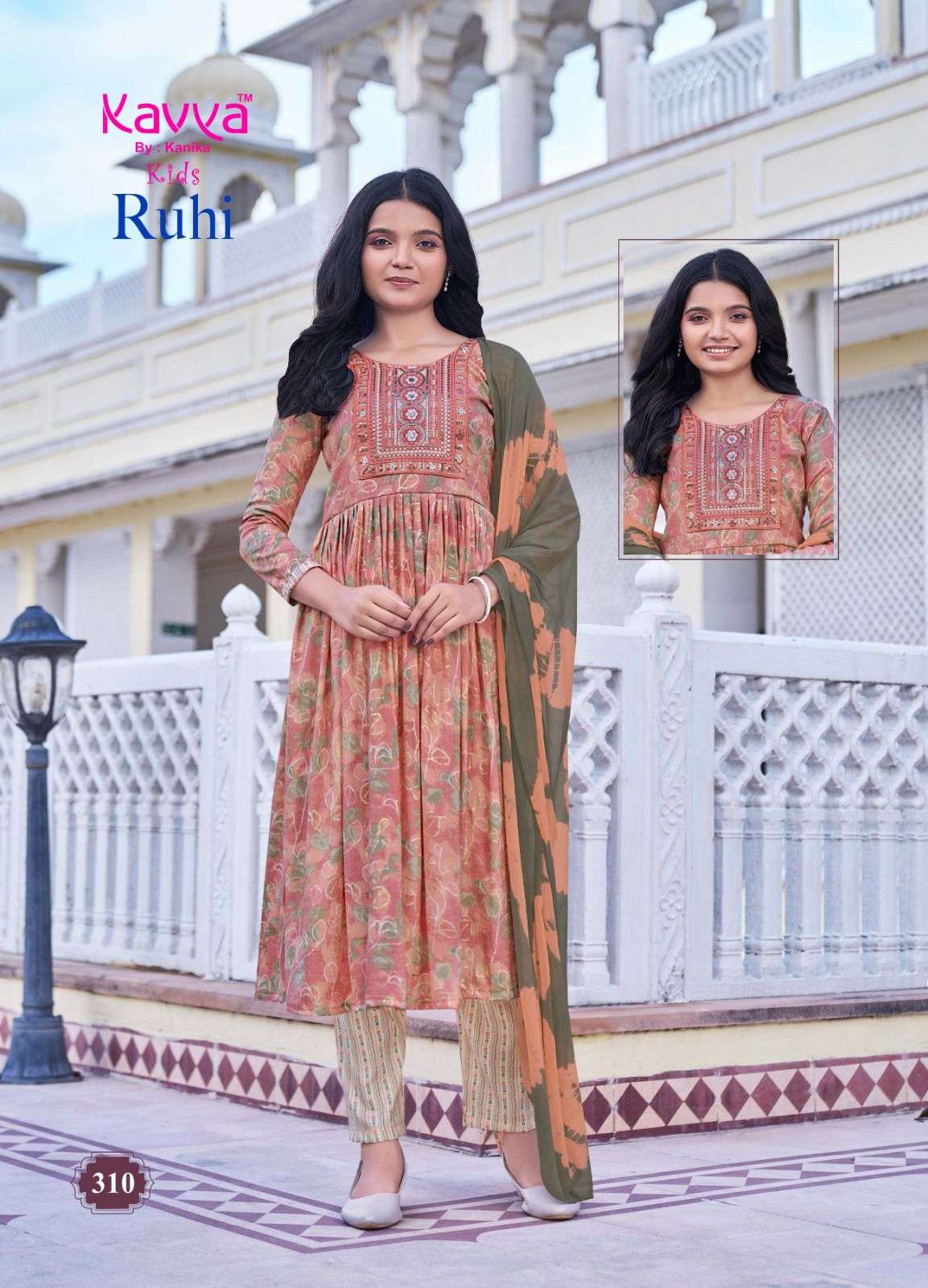 ruhi vol-3 by kavya 301-310 series umbrella cut designer readymade kids wear salwar suits catalogue surat 