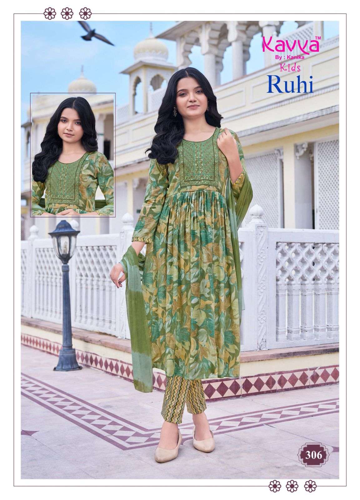ruhi vol-3 by kavya 301-310 series umbrella cut designer readymade kids wear salwar suits catalogue surat 