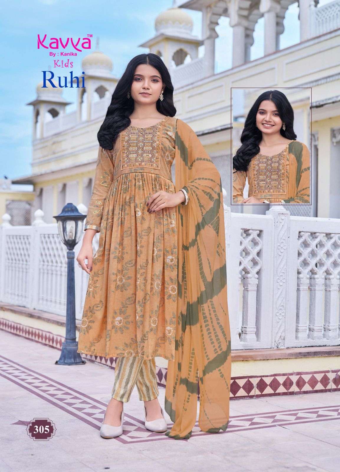 ruhi vol-3 by kavya 301-310 series umbrella cut designer readymade kids wear salwar suits catalogue surat 