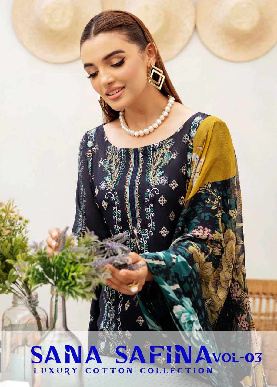 sana safina vol-3 by al karam 301-306 series cotton pakistani salwar kameez catalogue online surat 