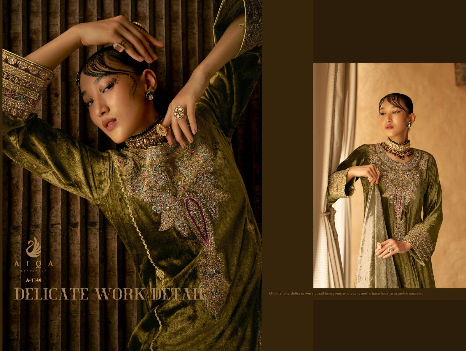 shaina by aiqa lifestyle 1143-1150 series heavy designer velvet pashmina salwar kameez catalogue surat gujarat 