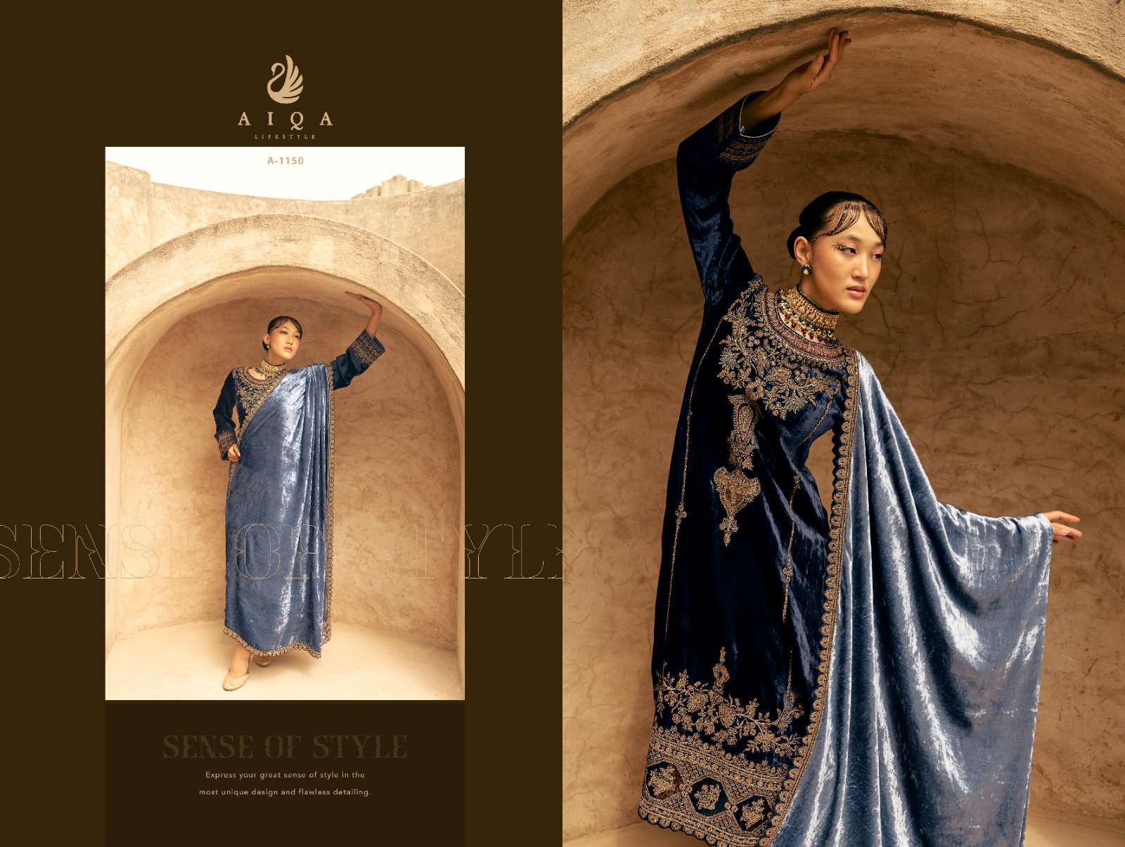 shaina by aiqa lifestyle 1143-1150 series heavy designer velvet pashmina salwar kameez catalogue surat gujarat 