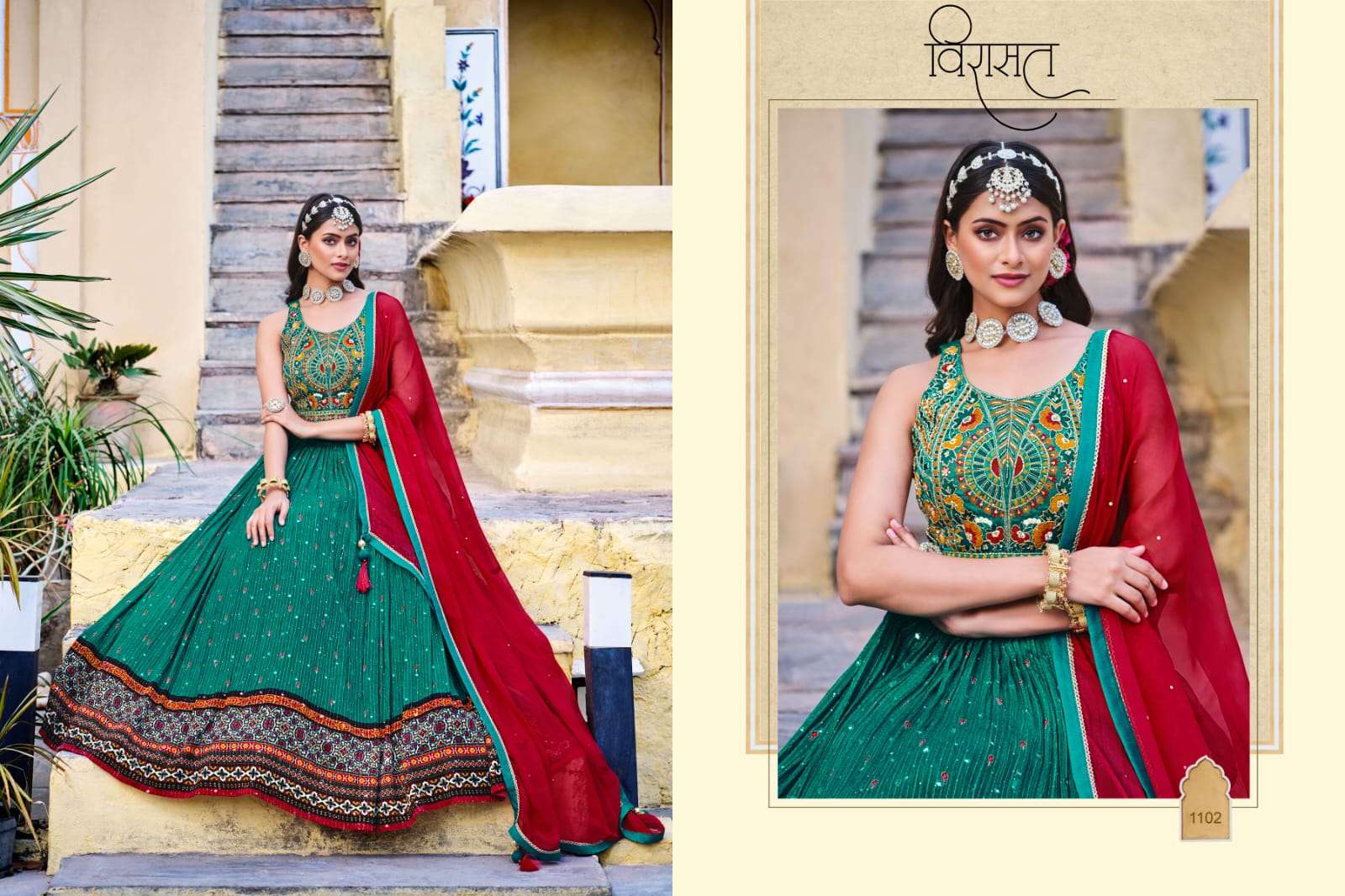 titliya by virasat 1101-1104 series heavy designer exclusive ready to wear lehenga catalogue surat 
