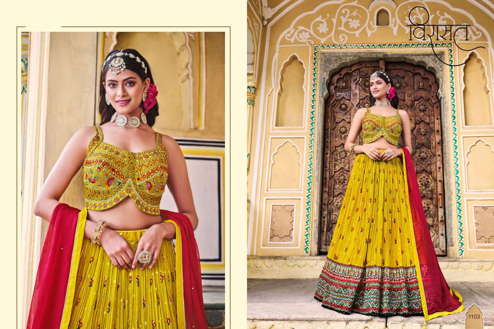 titliya by virasat 1101-1104 series heavy designer exclusive ready to wear lehenga catalogue surat 