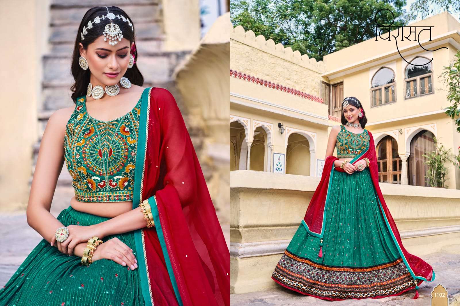 titliya by virasat 1101-1104 series heavy designer exclusive ready to wear lehenga catalogue surat 