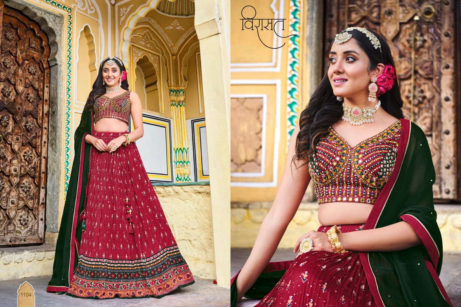 titliya by virasat 1101-1104 series heavy designer exclusive ready to wear lehenga catalogue surat 