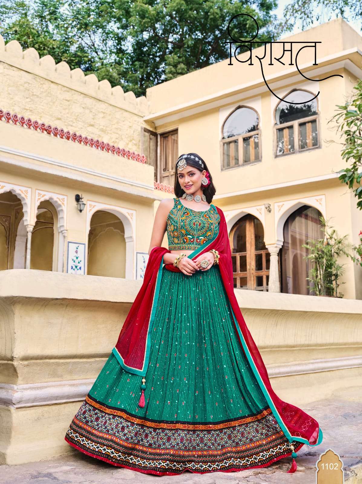 titliya by virasat 1101-1104 series heavy designer exclusive ready to wear lehenga catalogue surat 