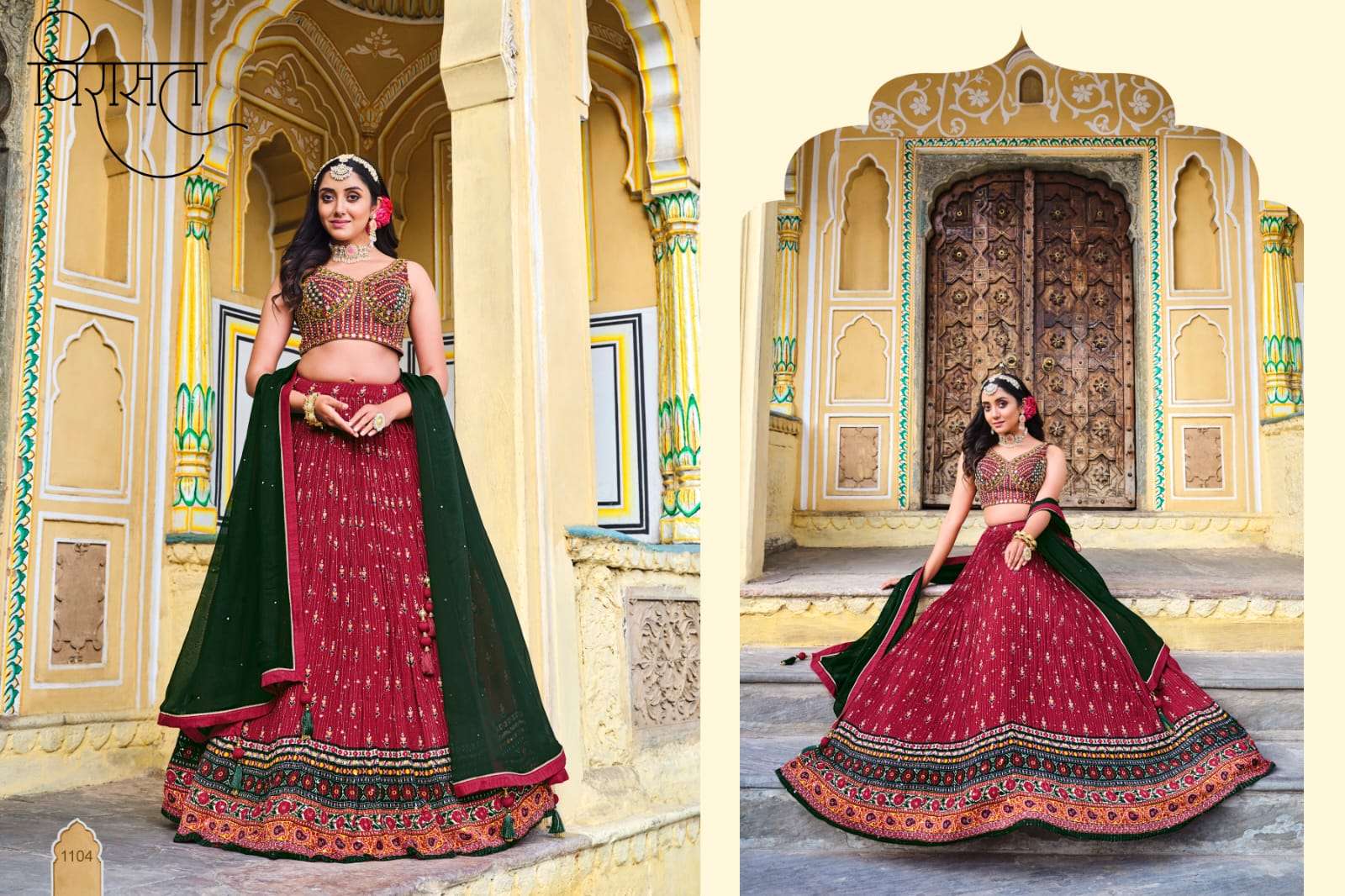 titliya by virasat 1101-1104 series heavy designer exclusive ready to wear lehenga catalogue surat 