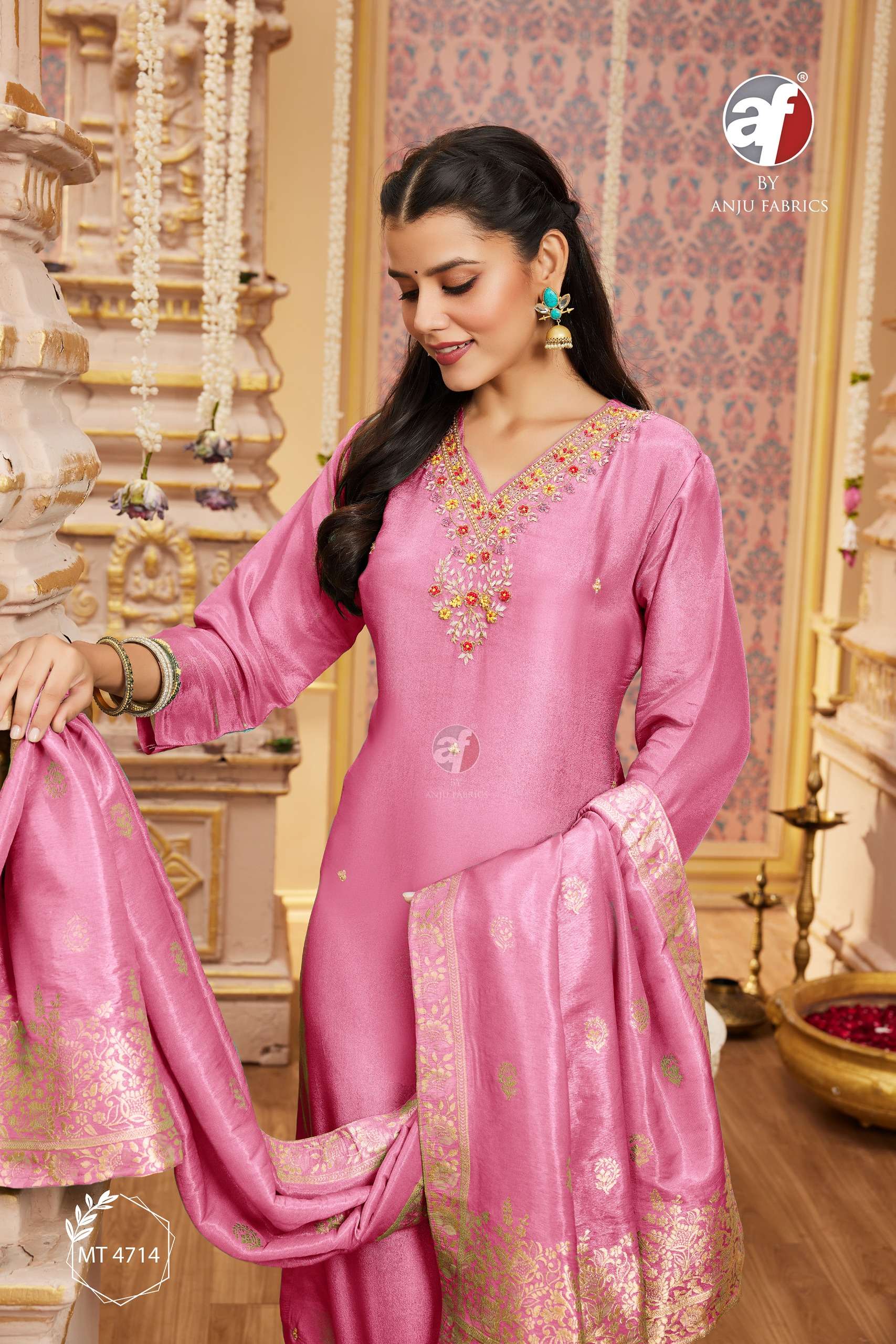 anju anju fabrics 4714 design pure handwork designer pure tissue