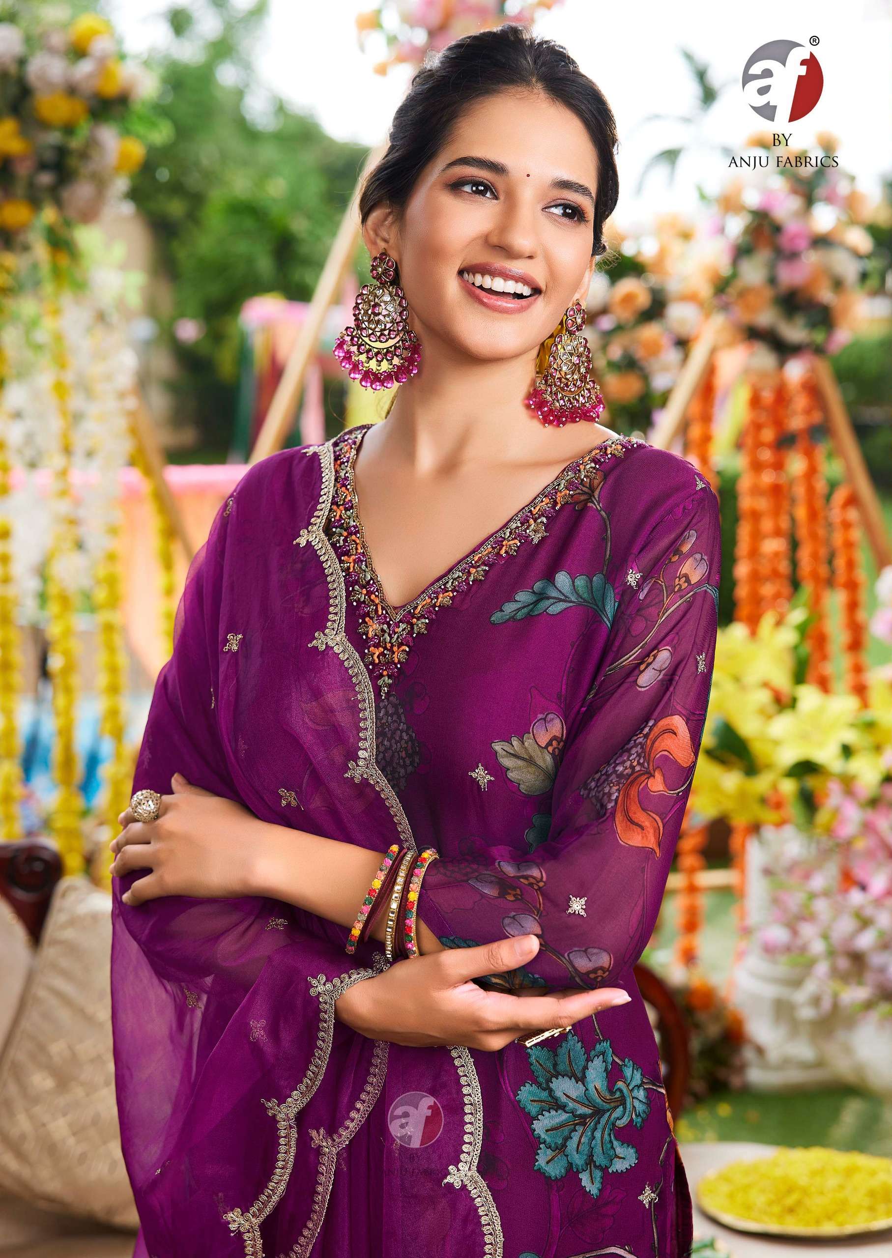 anju fabrics nazar vol-7 4051-4056 series festive special designer kurtis latest catalogue design 2024 