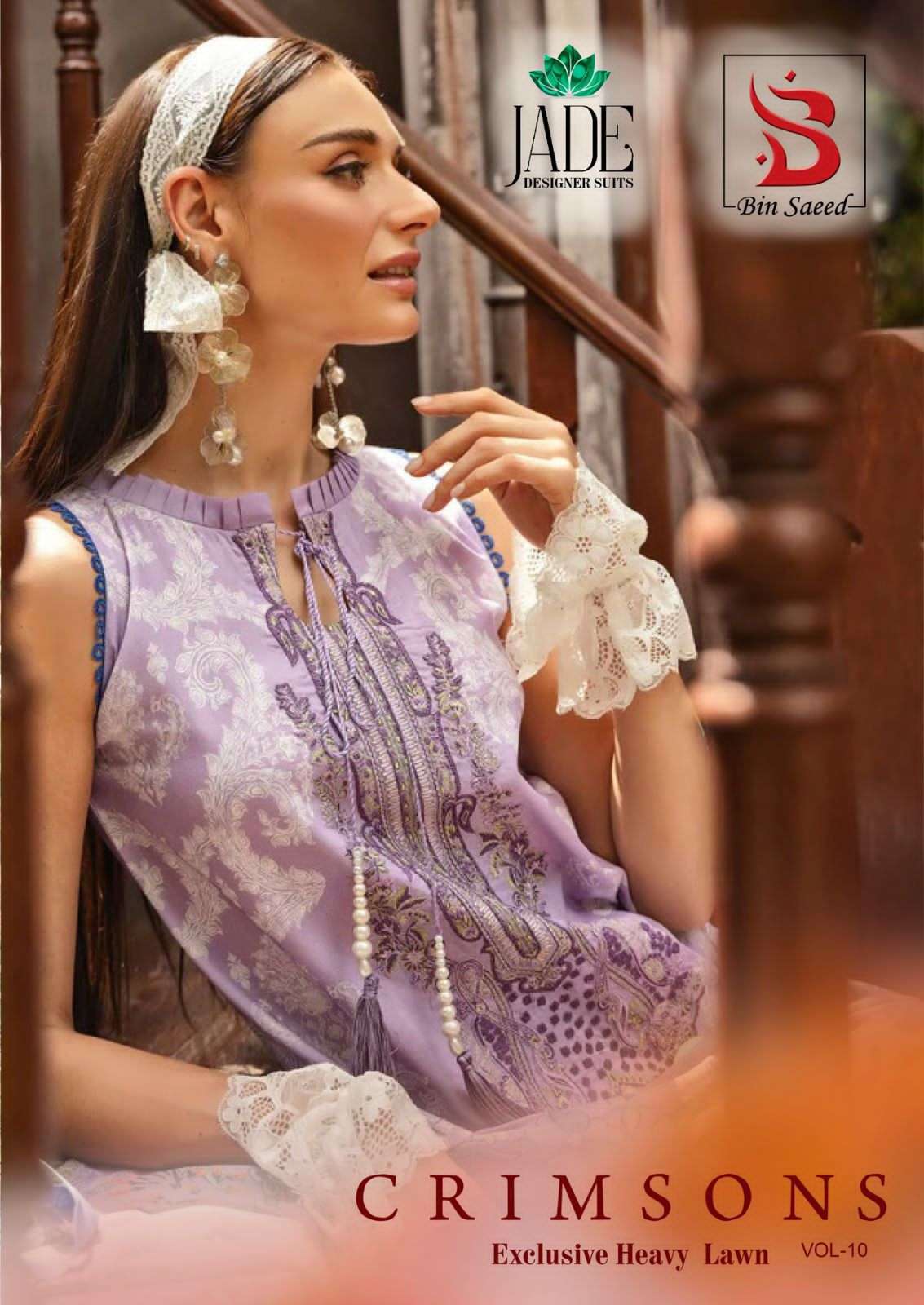 crimson vol-10 by jade 10001-10006 series exclusive karachi print lawn cotton wholesale rate catalogue surat 