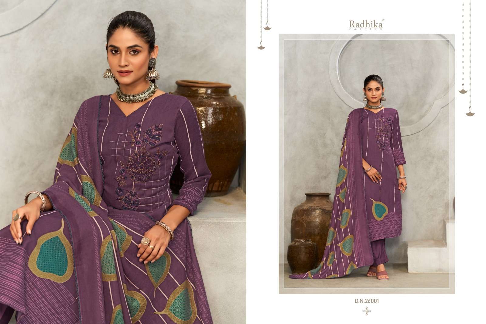 dastoor by radhika fashion 26001-26004 series trendy designer unstich suits material catalogue wholesale surat 