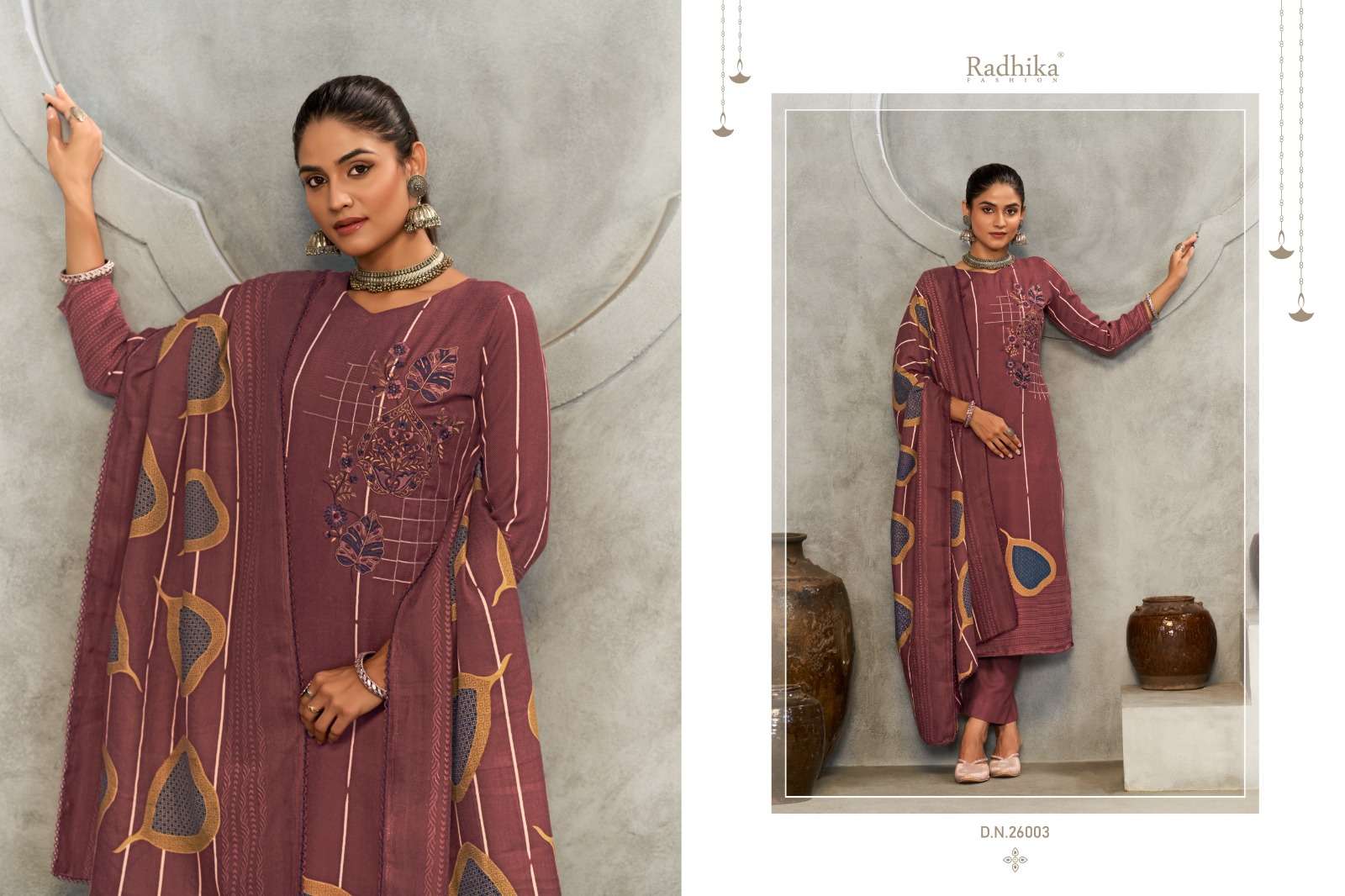 dastoor by radhika fashion 26001-26004 series trendy designer unstich suits material catalogue wholesale surat 