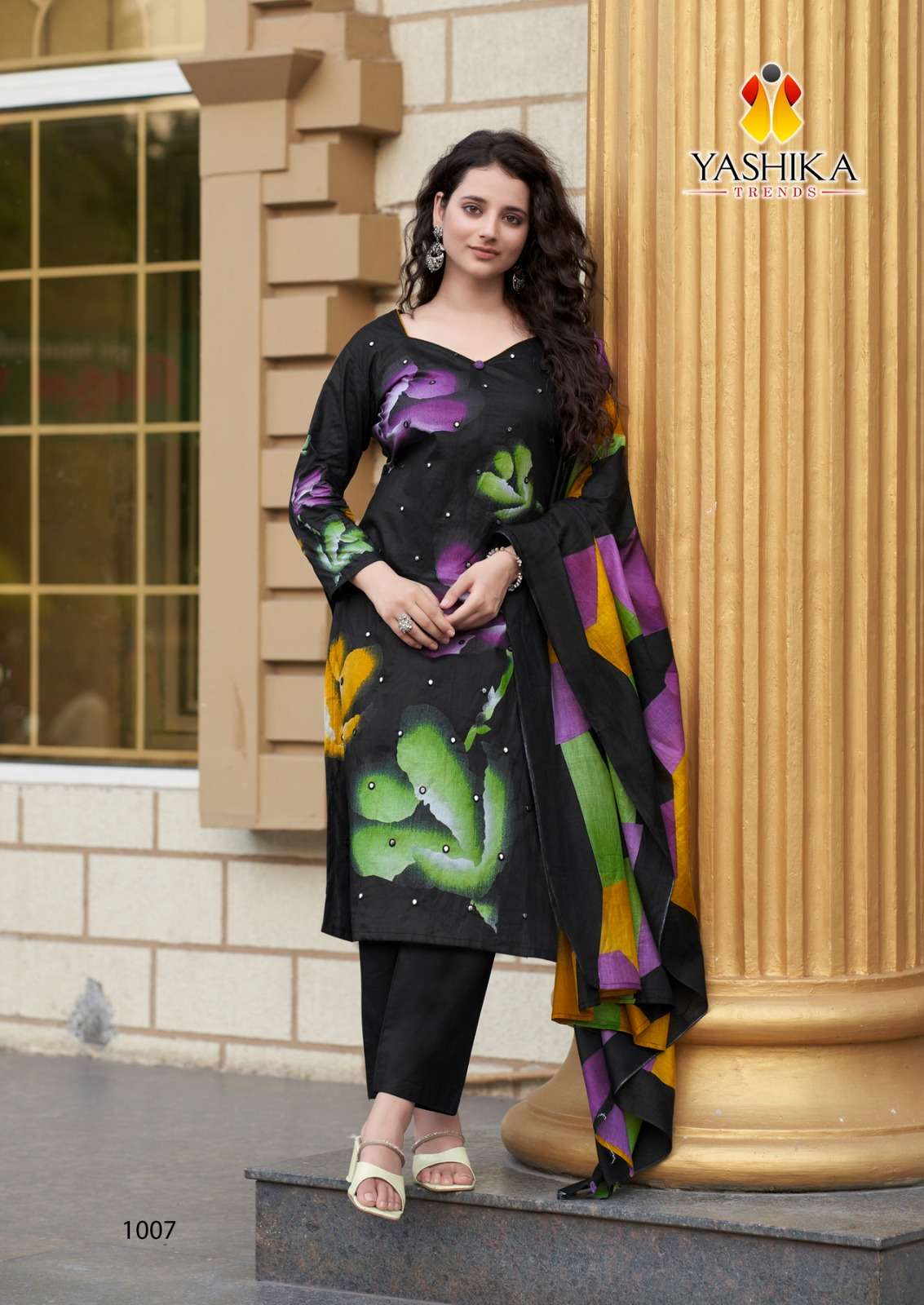 dua by yashika trends 1001-1008 series fancy designer unstich cotton salwar kameez catalogue wholesaler surat 