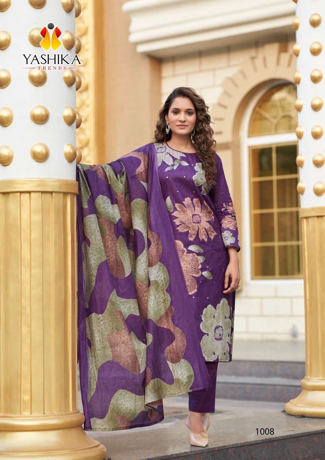 dua by yashika trends 1001-1008 series fancy designer unstich cotton salwar kameez catalogue wholesaler surat 