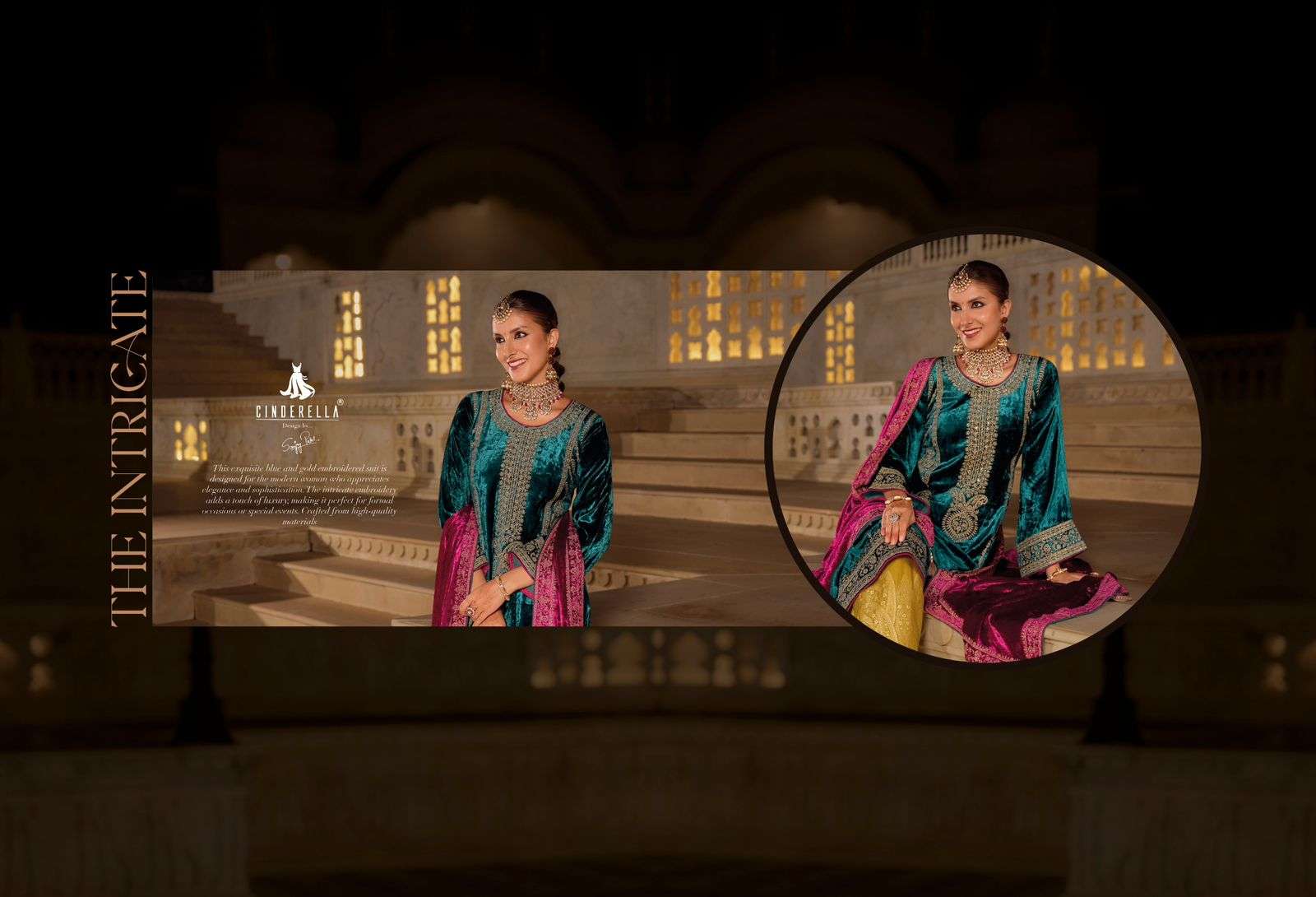 elegance by cinderella 10801-10806 series fancy designer embroidery work pure viscose velvet dress material catalogue surat 