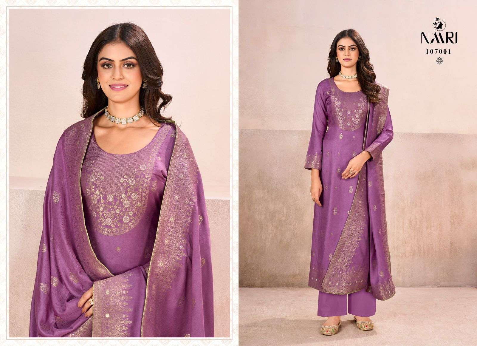 gul neer by naari 107001-107004 series winter special designer viscose pashmina salwar suits catalogue surat