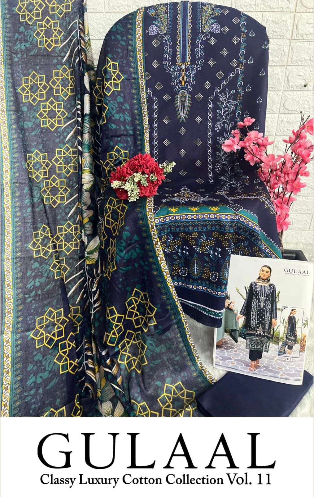 gulaal vol-11 by gulaal 101-110 series pure cotton salwar kameez latest catalogue online best rate surat 