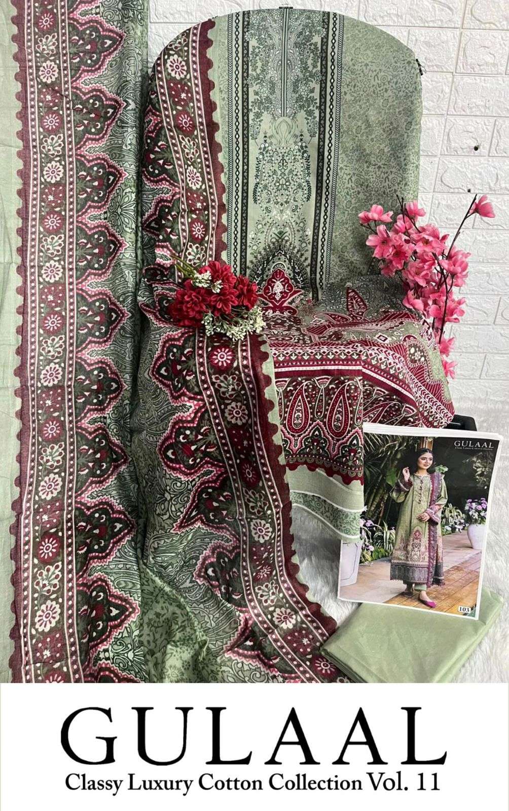 gulaal vol-11 by gulaal 101-110 series pure cotton salwar kameez latest catalogue online best rate surat 