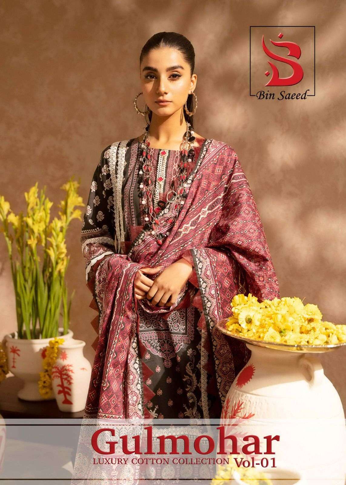 gulmohar vol-1 by saanvi trends 101-106 series cotton karachi printed salwar kameez catalogue surat 