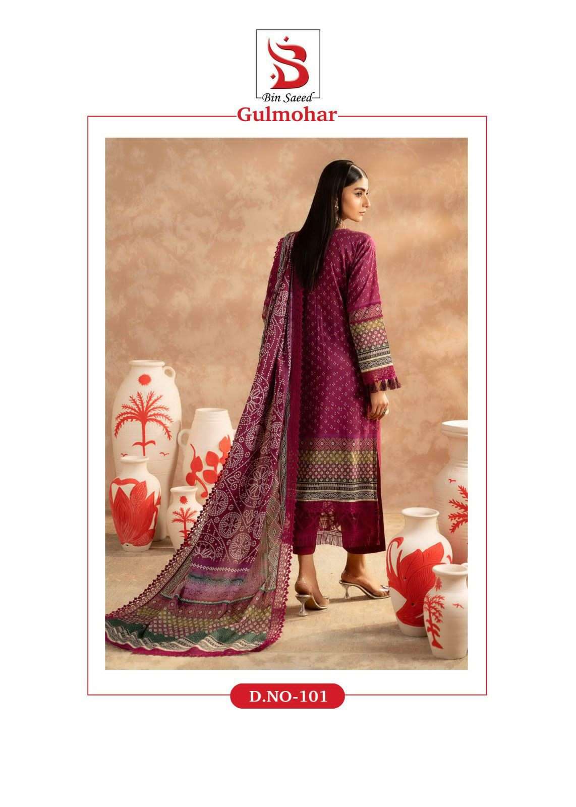 gulmohar vol-1 by saanvi trends 101-106 series cotton karachi printed salwar kameez catalogue surat 