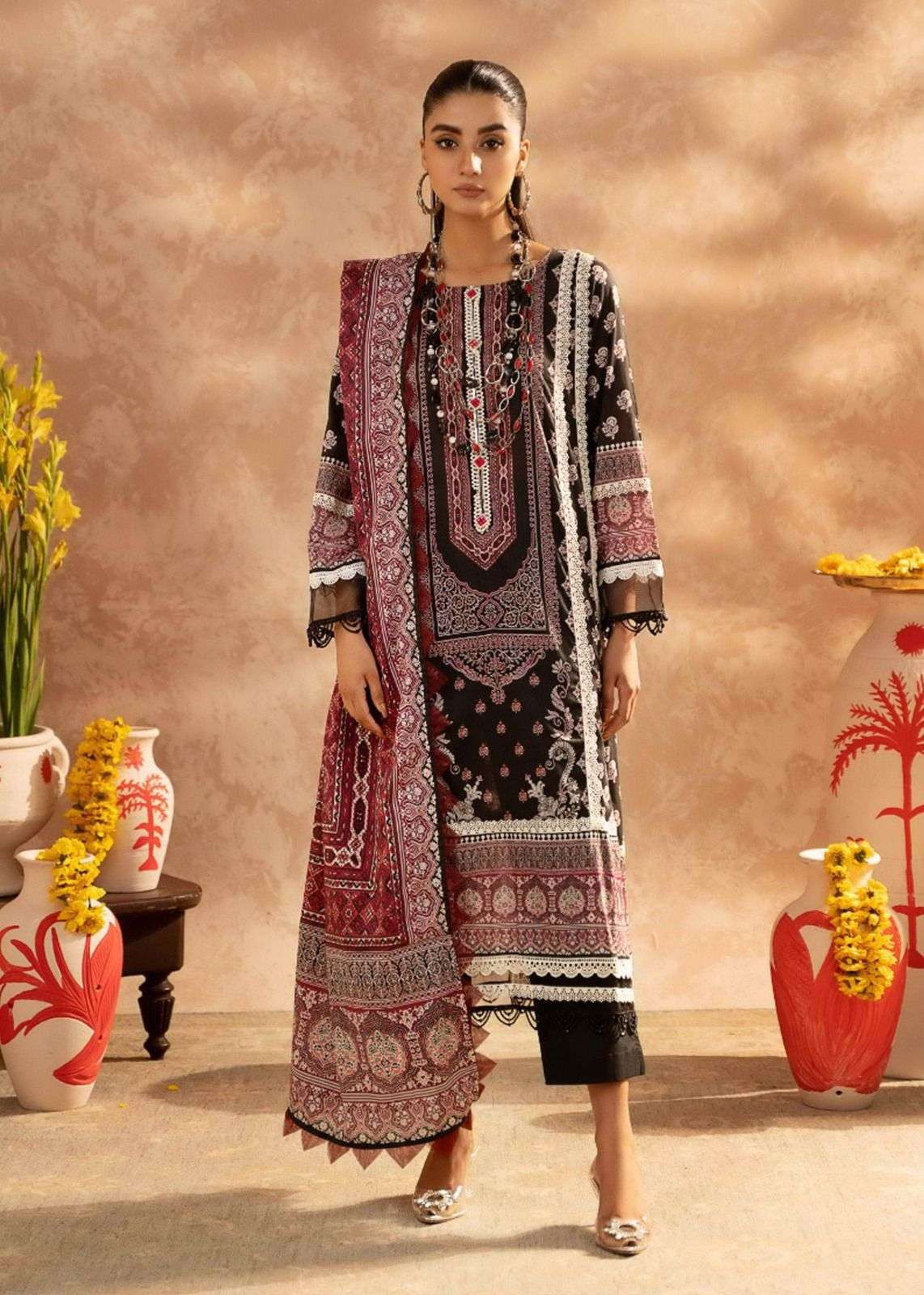 gulmohar vol-1 by saanvi trends 101-106 series cotton karachi printed salwar kameez catalogue surat 