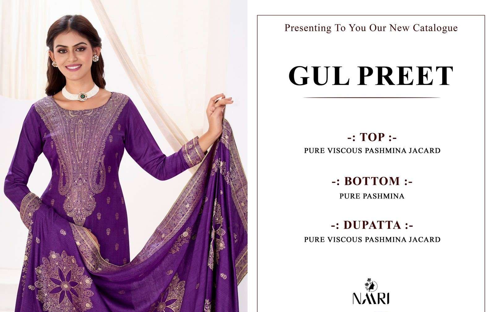 gulpreet by naari 111001-111004 series winter special viscose pashmina salwar suits catalogue wholesale rate surat 
