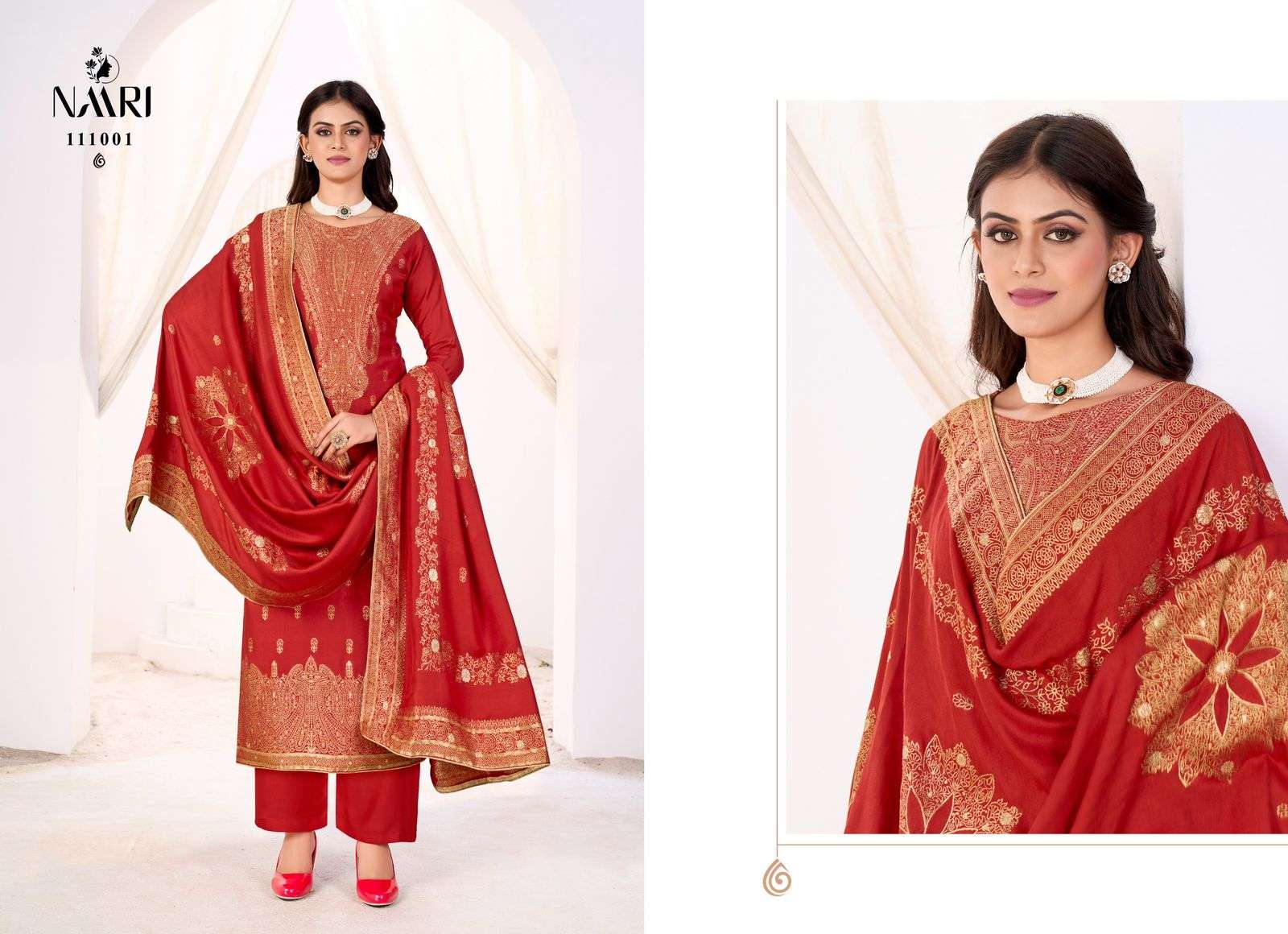 gulpreet by naari 111001-111004 series winter special viscose pashmina salwar suits catalogue wholesale rate surat 
