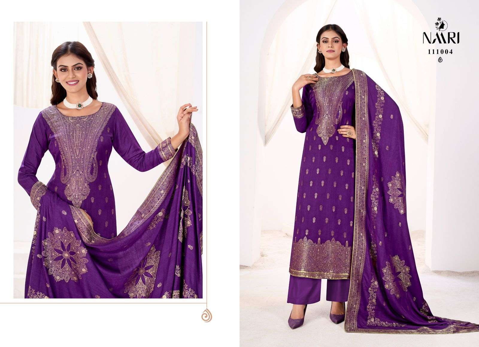gulpreet by naari 111001-111004 series winter special viscose pashmina salwar suits catalogue wholesale rate surat 