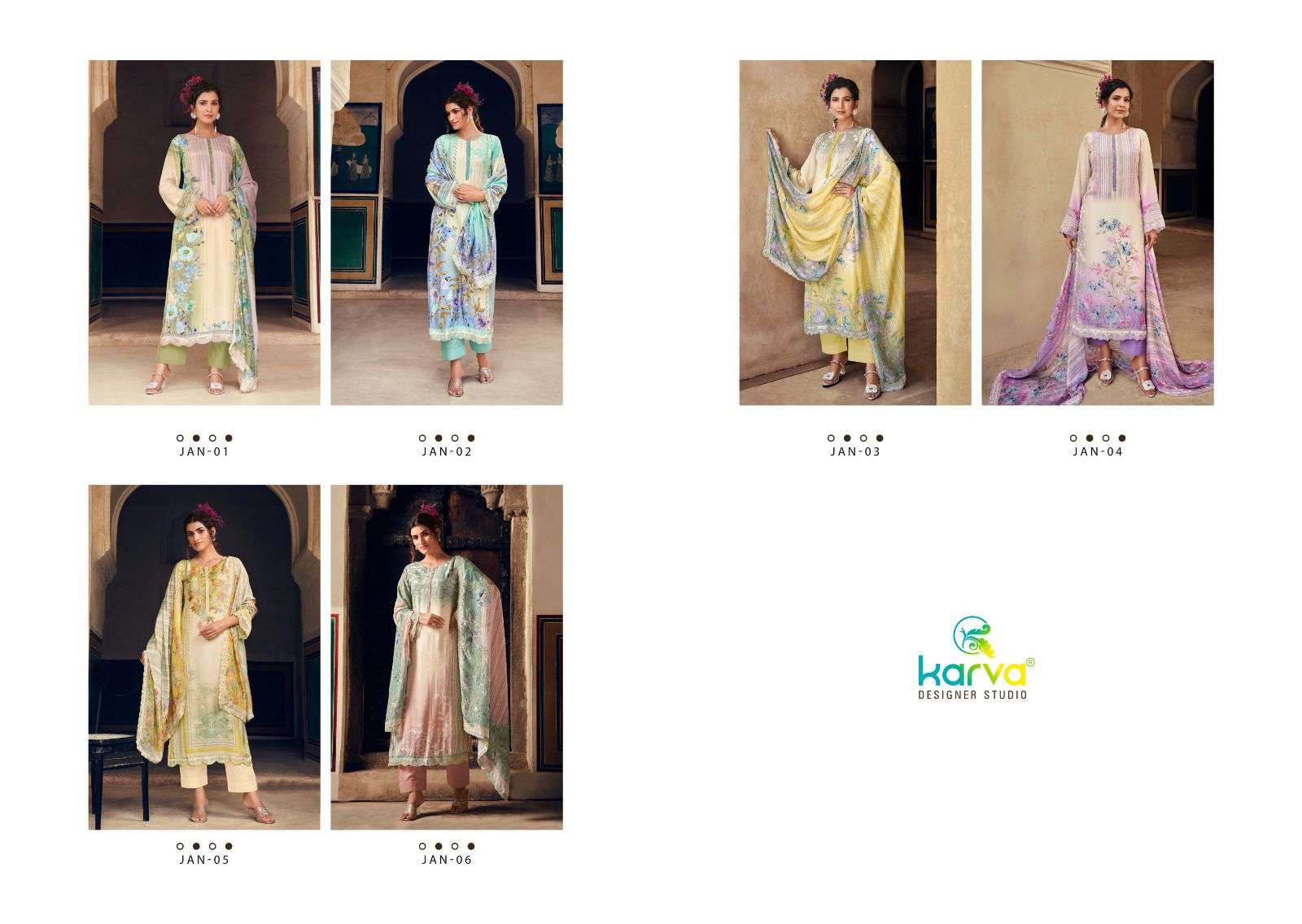 jannat by karva designer studio exclusive designer viscose muslin salwar kameez catalogue manufacturer surat