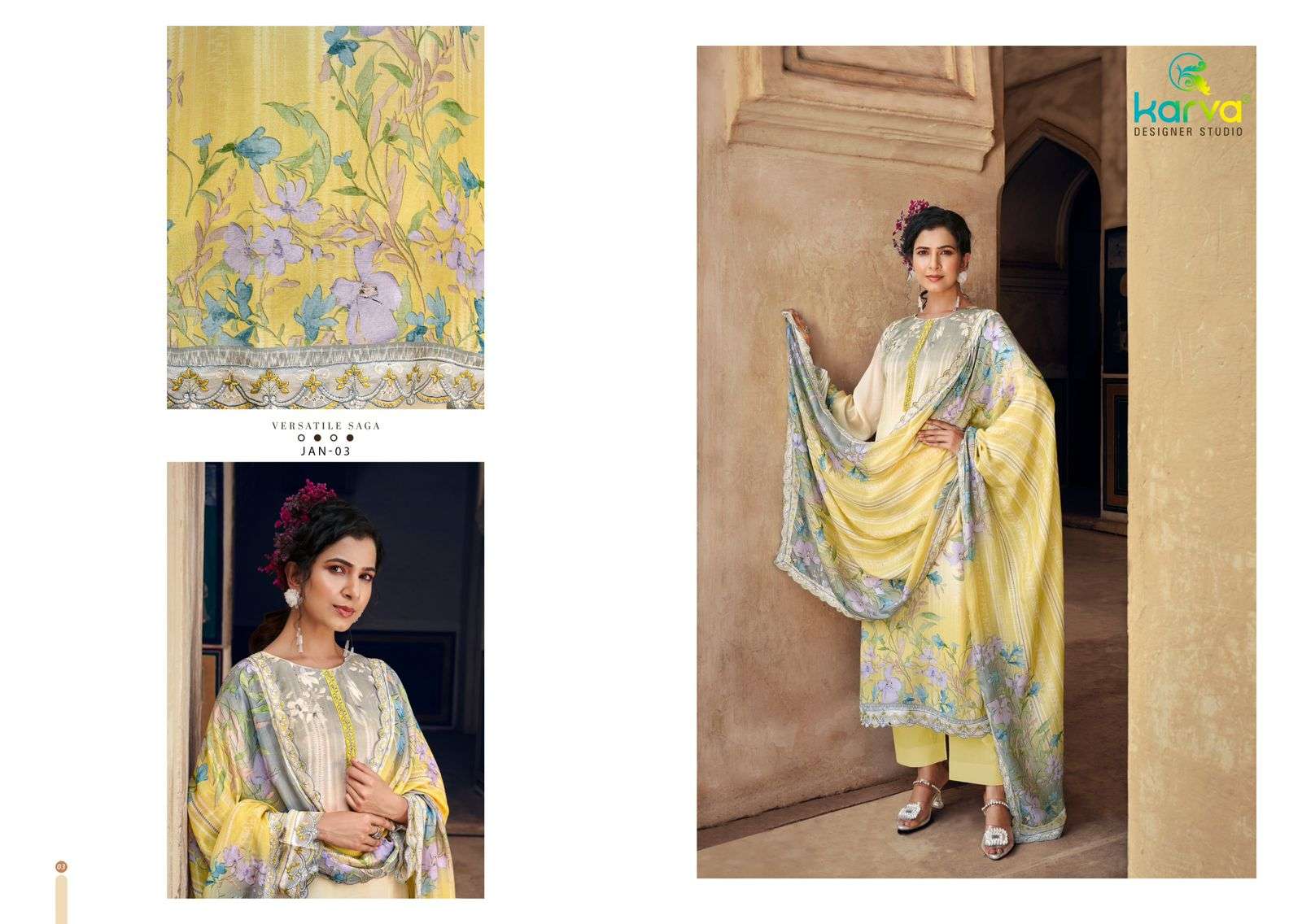 jannat by karva designer studio exclusive designer viscose muslin salwar kameez catalogue manufacturer surat