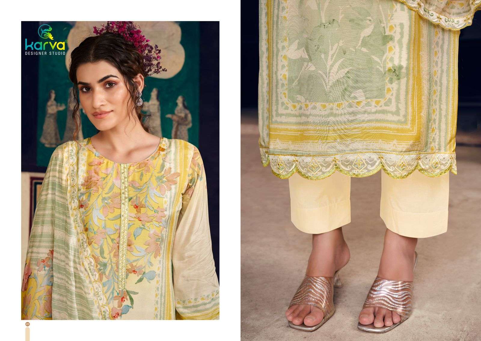 jannat by karva designer studio exclusive designer viscose muslin salwar kameez catalogue manufacturer surat