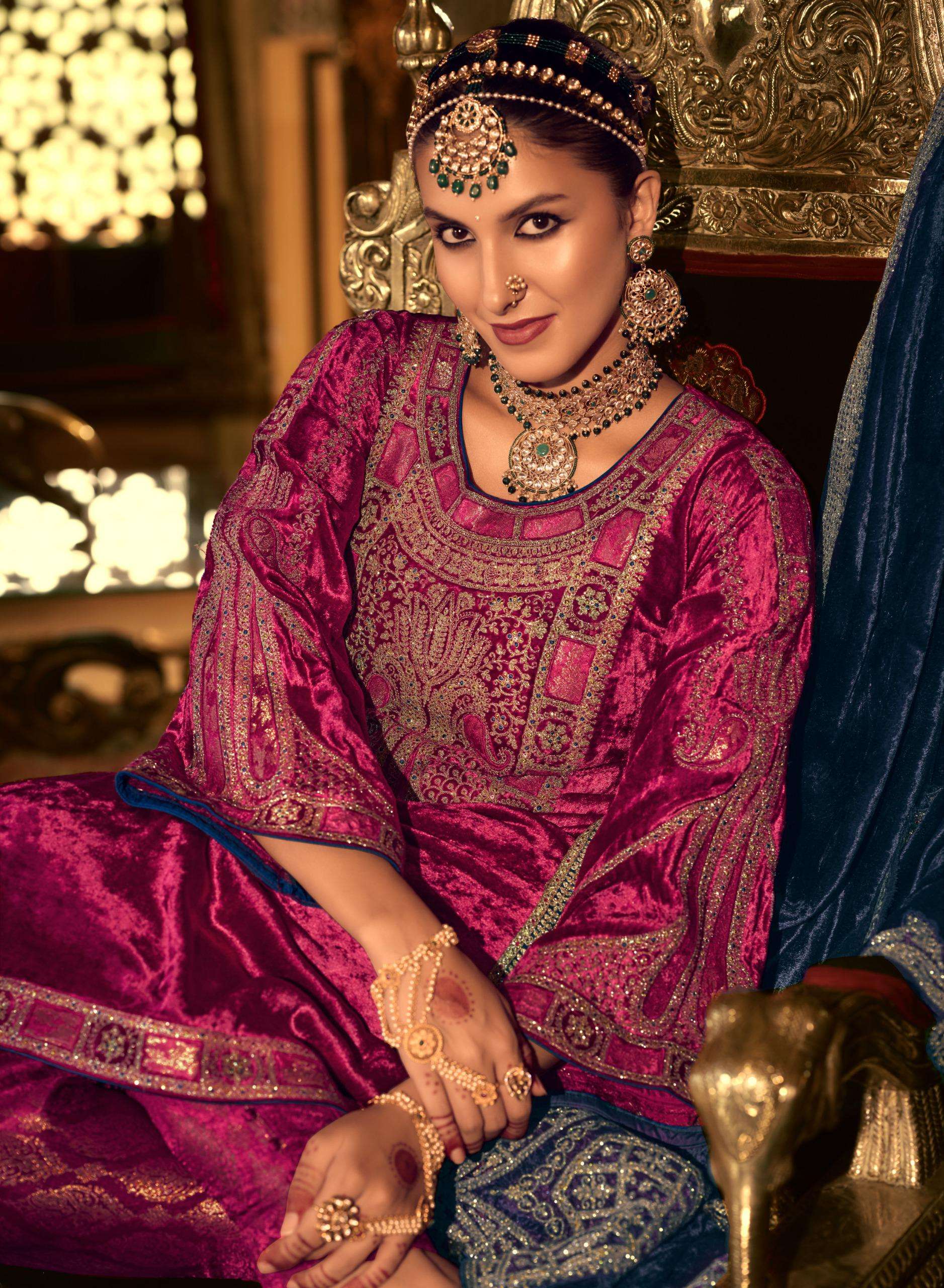 kuch khaas vol-12 by kuch khass 1201-1206 series pure viscose velvet heavy salwar suits latest catalogue design 2024