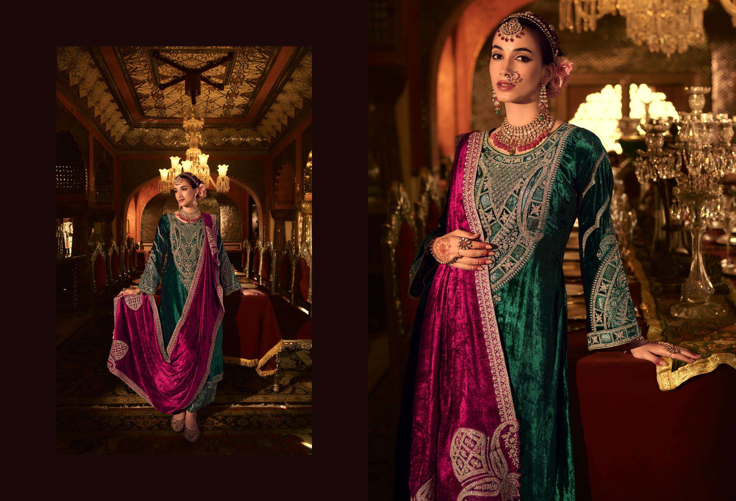 kuch khaas vol-12 by kuch khass 1201-1206 series pure viscose velvet heavy salwar suits latest catalogue design 2024