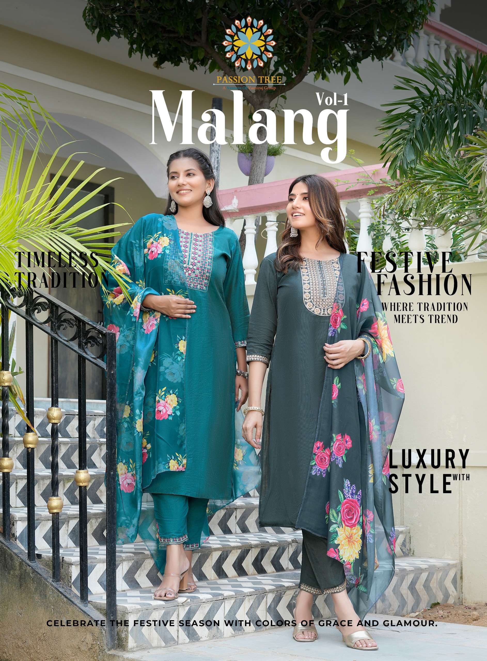 malang vol-1 by passion tree 2001-2008 series shimmer silk designer kurtis latest catalogue design 2024 