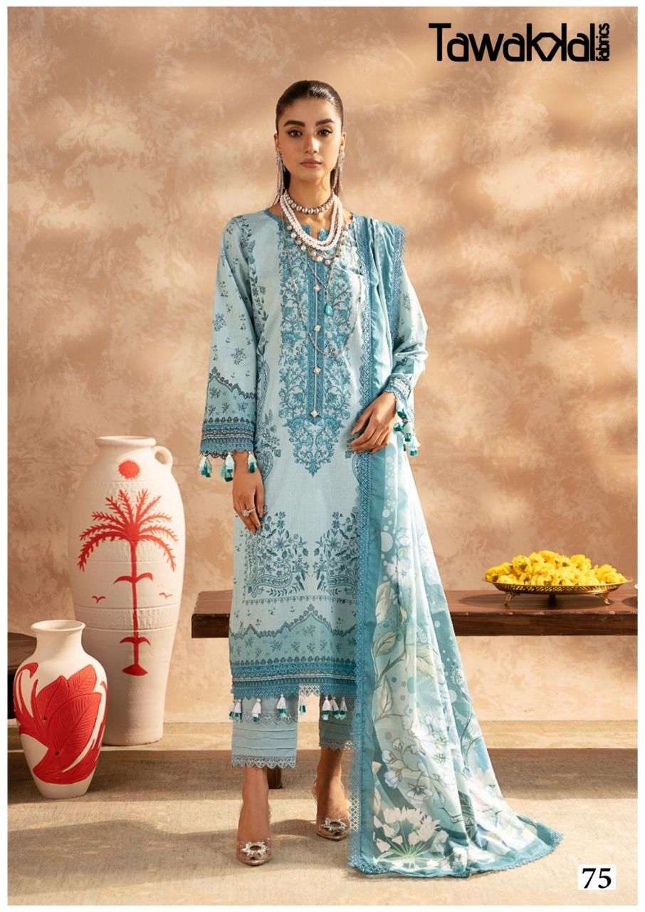 mehroz vol-8 by tawakkal 71-80 series pakistani designer cotton salwar suits catalogue wholesale purchasing surat