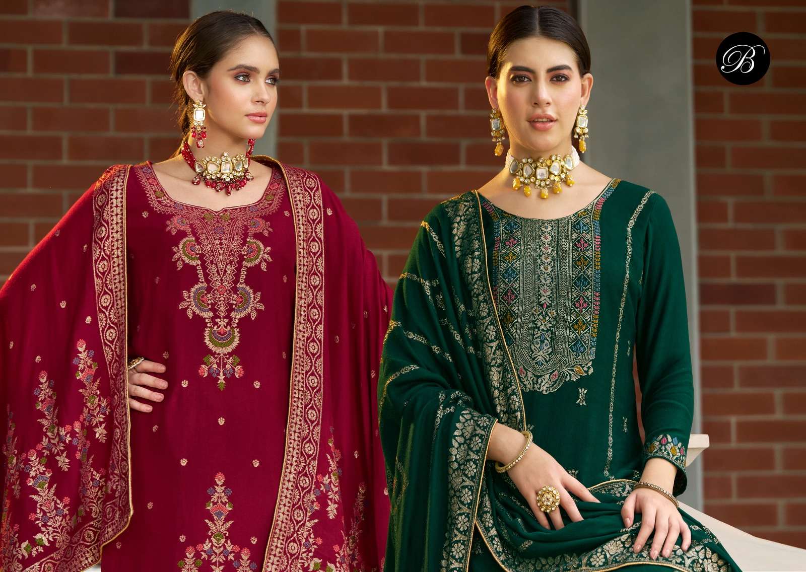 nazakat by belliza designer pure viscose pashmina twill jacquard salwar suits latest catalogue wholesaler surat 