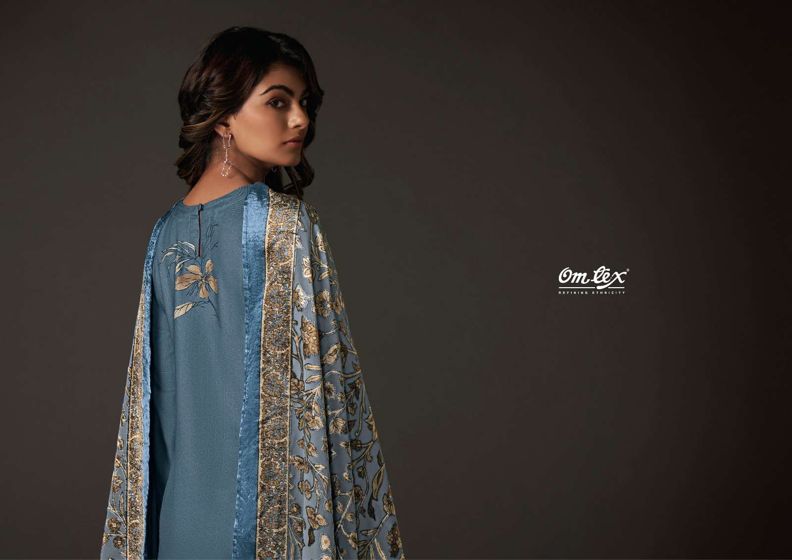 nimaya by om tex pure pashmina digital print with handwork dress material catalogue online wholesaler surat