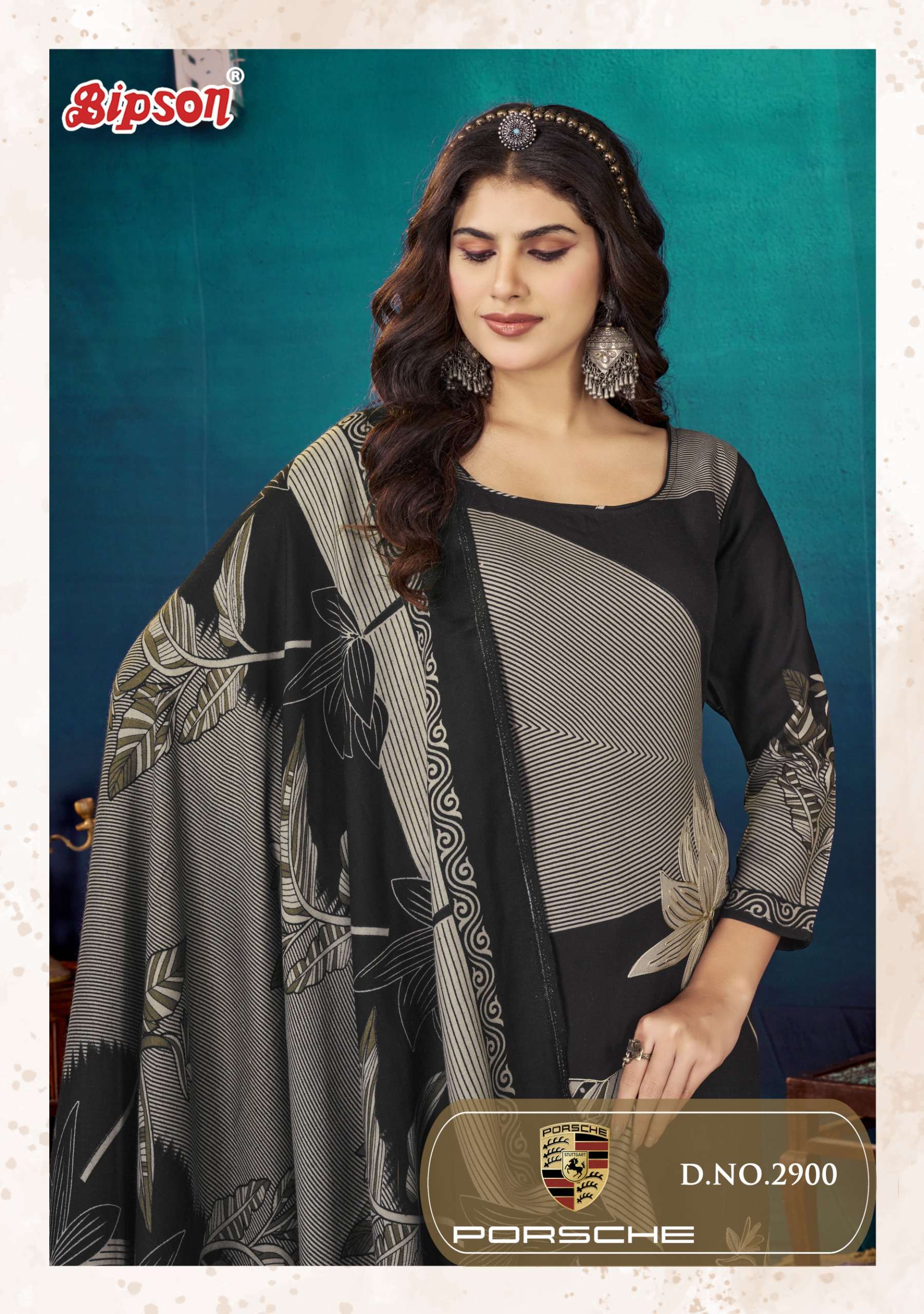 porsche 2900 series by bipson prints pure viscose pashmina salwar kameez catalogue manufacturer surat 