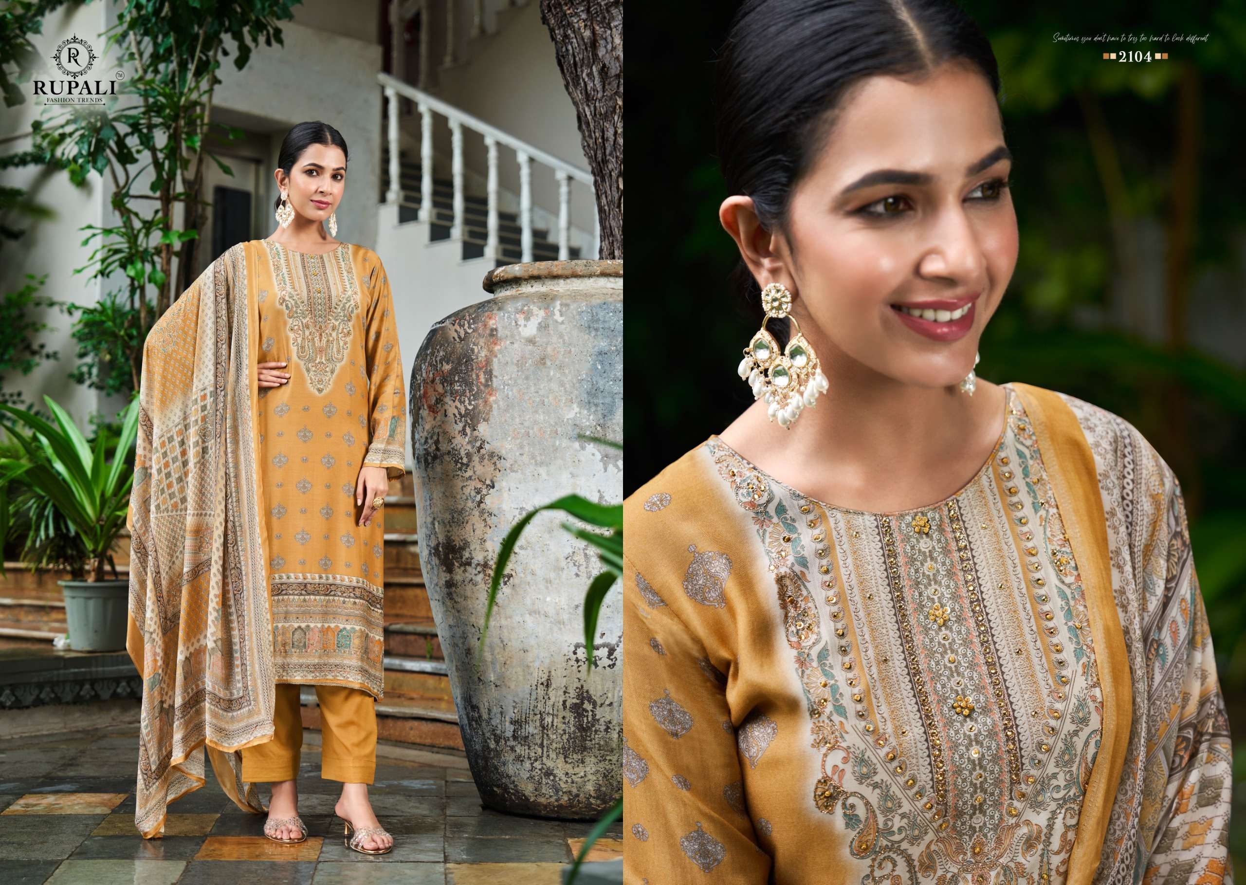 ridhima vol-2 by rupali fashion 2101-2104 series pure viscose pashmina salwar suits latest catalogue design 2024