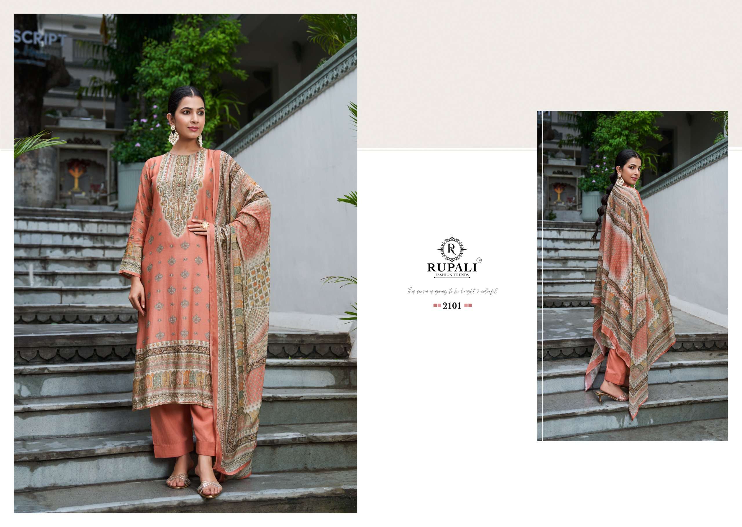 ridhima vol-2 by rupali fashion 2101-2104 series pure viscose pashmina salwar suits latest catalogue design 2024