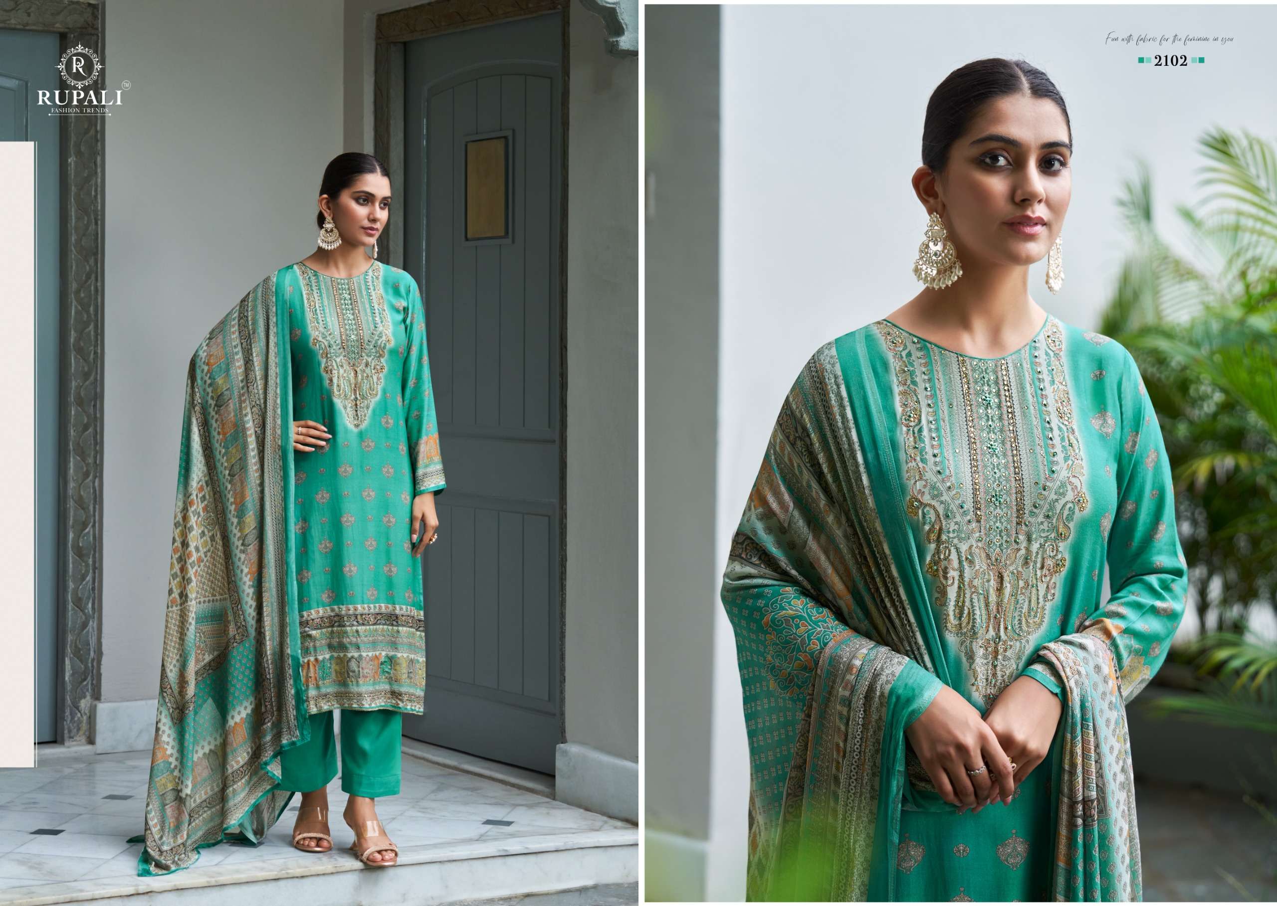 ridhima vol-2 by rupali fashion 2101-2104 series pure viscose pashmina salwar suits latest catalogue design 2024