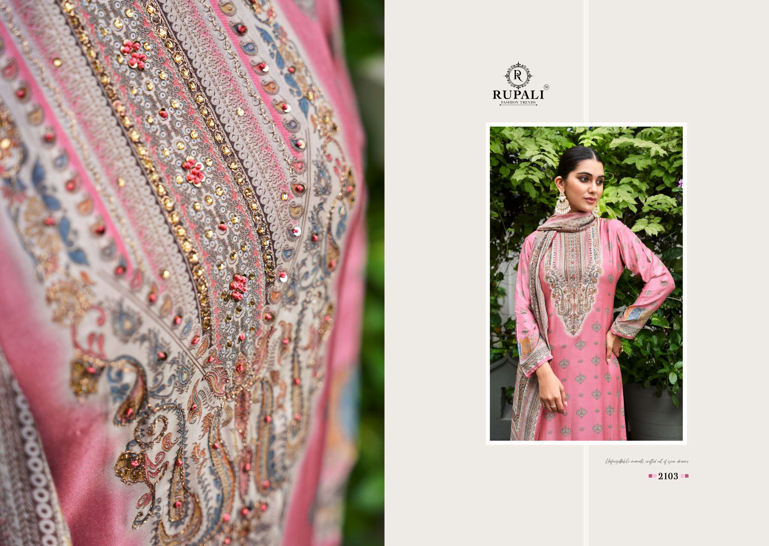 ridhima vol-2 by rupali fashion 2101-2104 series pure viscose pashmina salwar suits latest catalogue design 2024