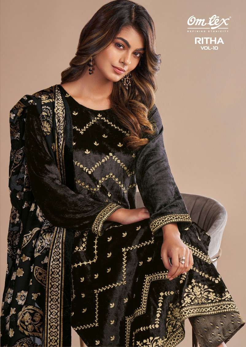 ritha vol-10 by om tex 6171 series premium designer party wear unstich suits catalogue online best rate surat 
