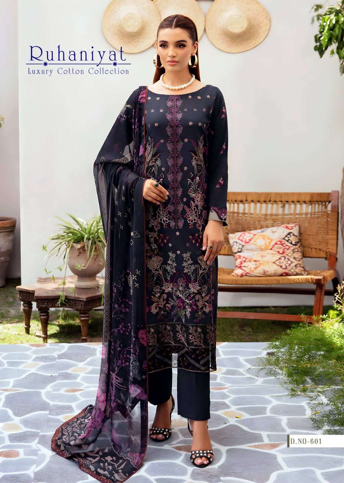 ruhaniyat vol-6 by pratham fashion 601-606 series fancy designer cotton dress material catalogue surat 