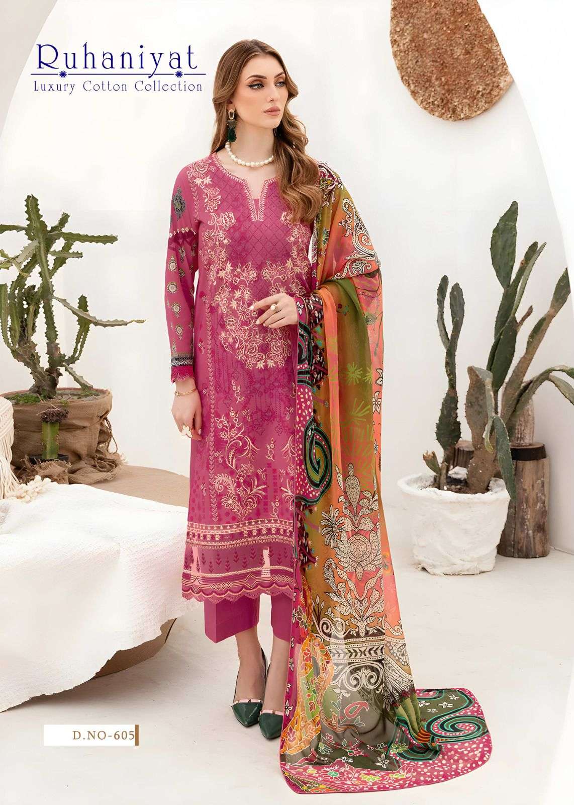 ruhaniyat vol-6 by pratham fashion 601-606 series fancy designer cotton dress material catalogue surat 