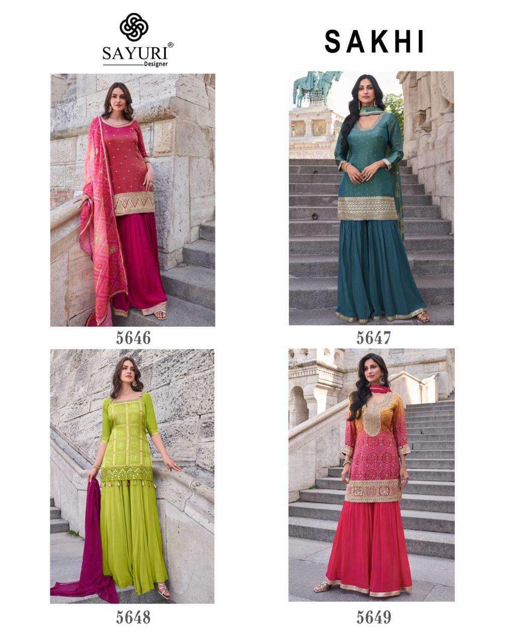 sakhi by sayuri designer 5646-5649 series exclusive party wear salwar suits catalogue latest catalogue design 2024