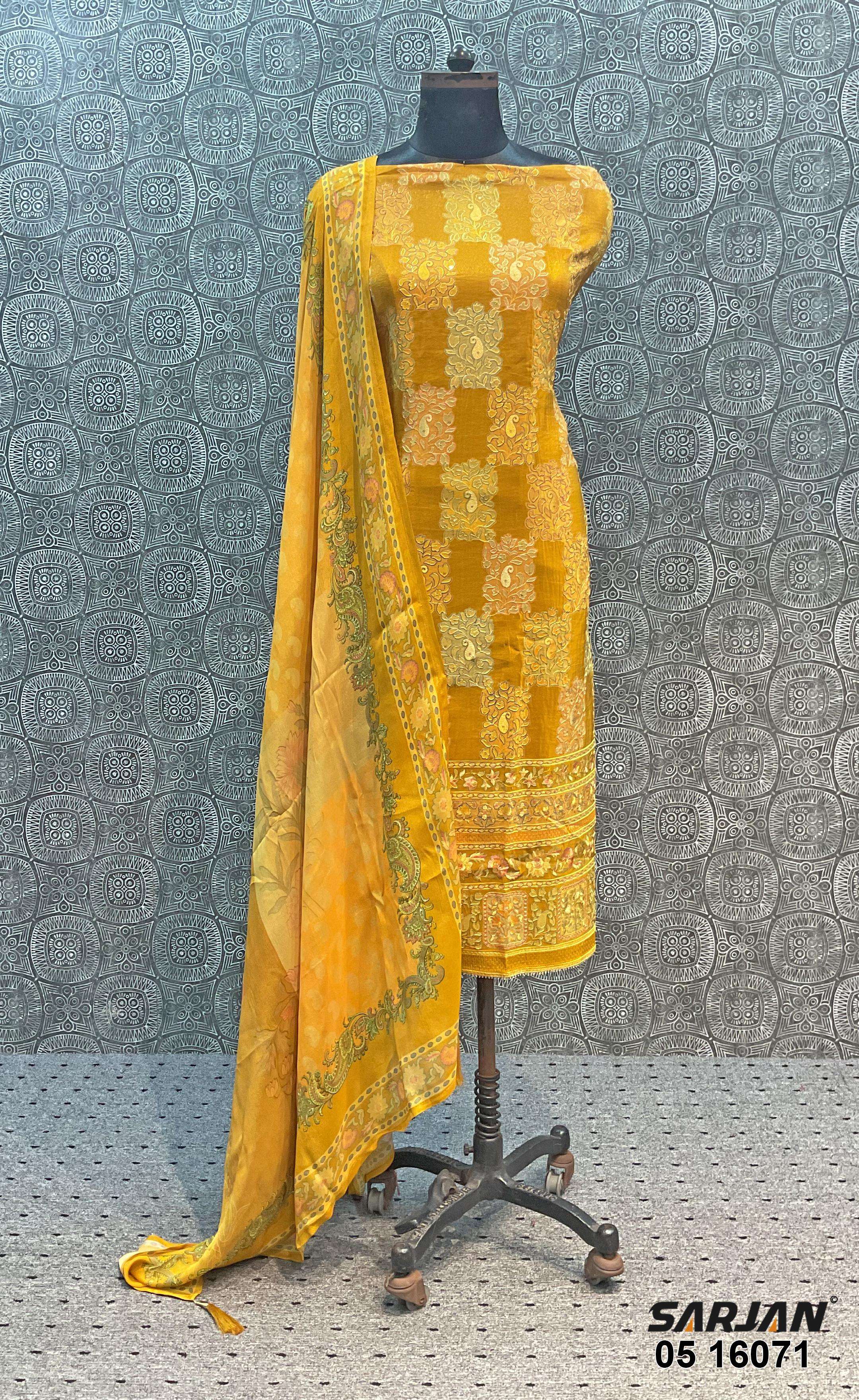 sarjan 16071 series exclusive designer unstich salwar suits catalogue wholesale dealer surat 