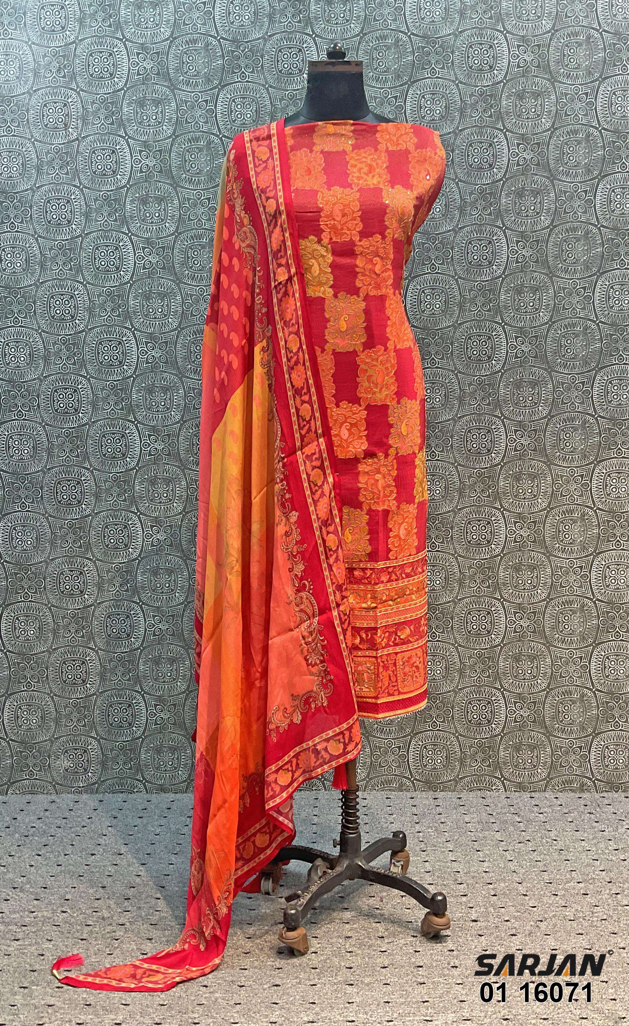 sarjan 16071 series exclusive designer unstich salwar suits catalogue wholesale dealer surat 